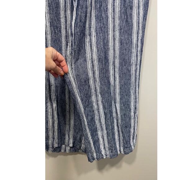 Marissa Olivia Womens Blue White Wide Leg Linen Blend Pants Large - Picture 5 of 7